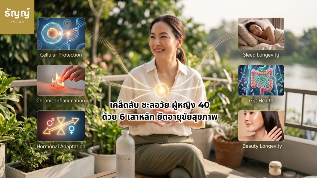 ผู้หญิงวัย 40+ สุขภาพดีจากการยืดอายุขัยสุขภาพตามแนวคิด 6 เสาหลัก